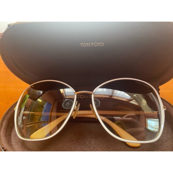 Tom Ford Solange TF319 Women's Sunglasses - White/ Gold 32F Brown Fade Lense - Picture 6 of 7
